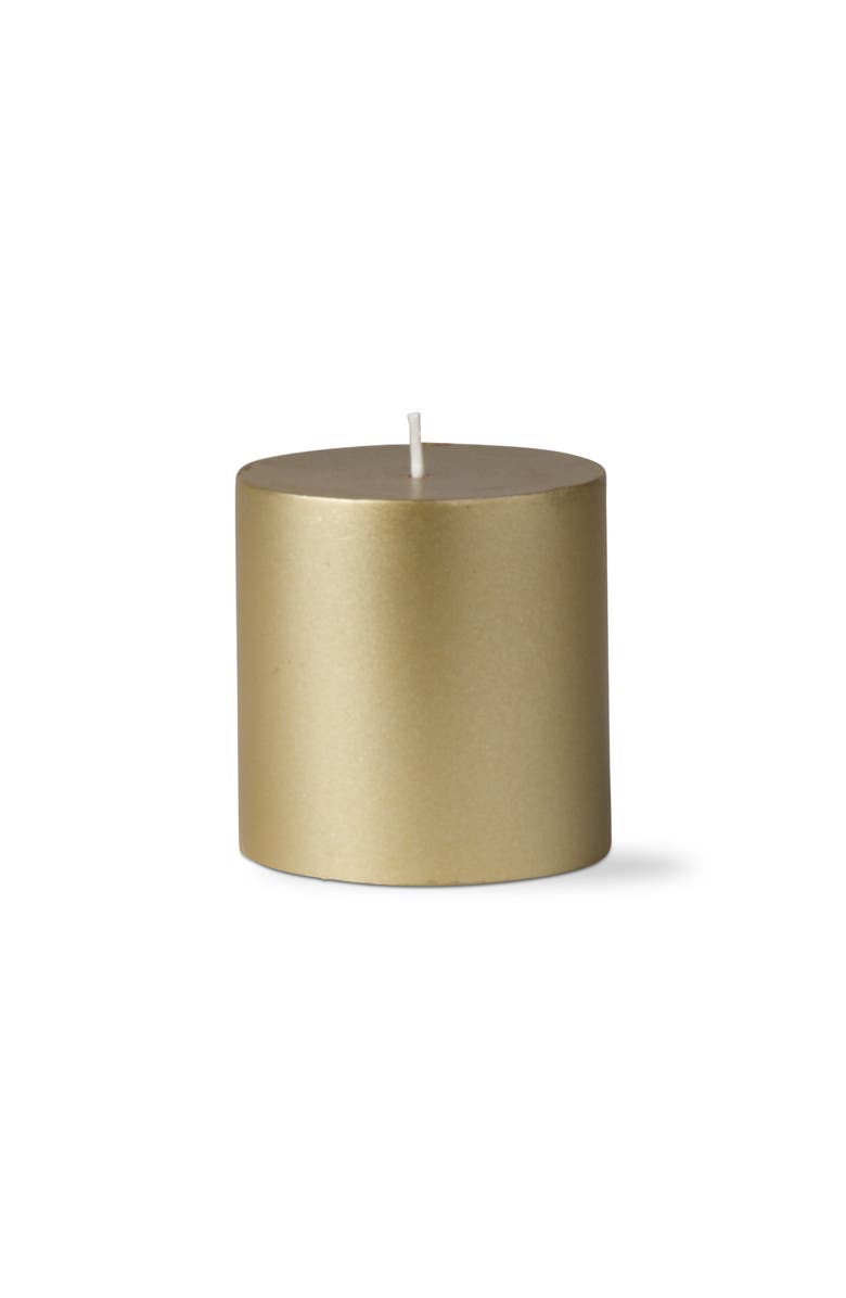 tag Gold Metallic Pillar Candle Unscented Long Burning Home Decor, Main, color, Gold