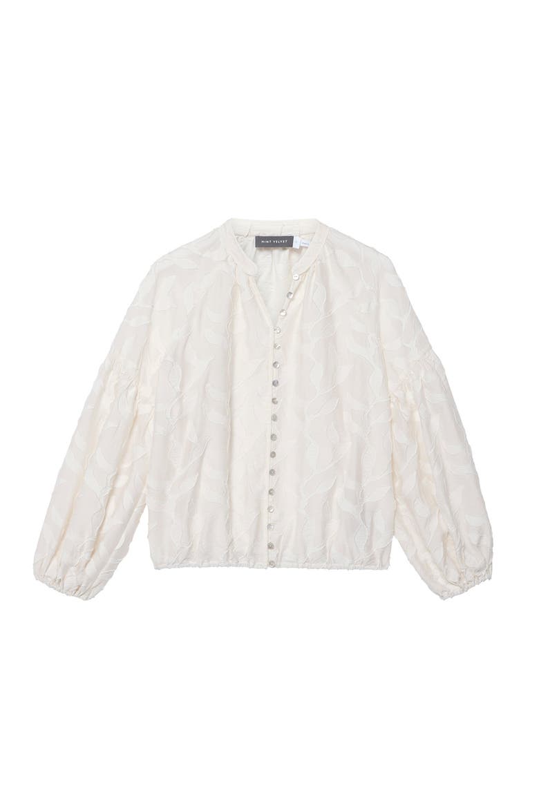 Floral Jacquard Blouse, Alternate, color, Cream