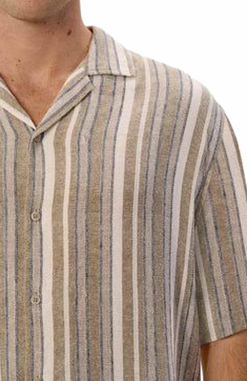 Industrie Australia The Livorno Short Sleeve Linen Shirt In Gray