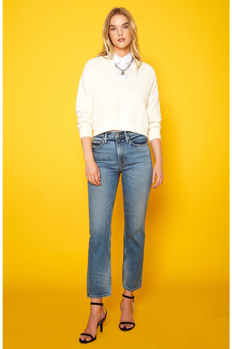 Claude High Waist Ankle Straight Leg Jeans, Alternate, color, AURORA