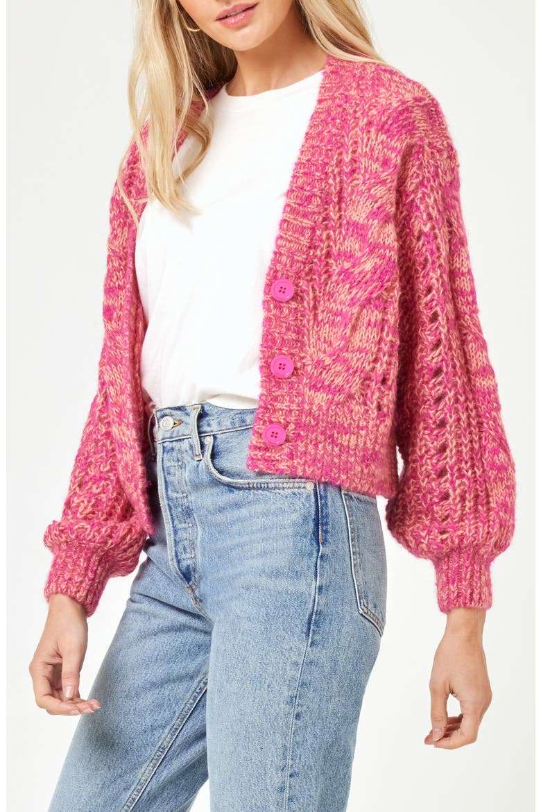 Strawberry Fields Cropped Cardigan, Alternate, color, STRAWBERRY MARL