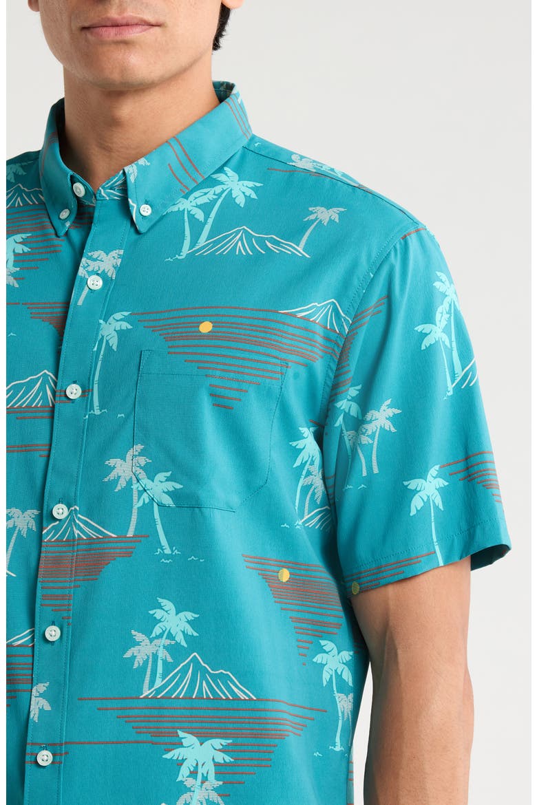Oasis Short Sleeve Button-Down Shirt, Alternate, color, PEACOCK