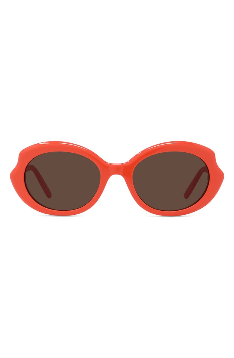Loewe Thin Mini 54mm Oval Sunglasses, Main, color, Shiny Orange / Brown