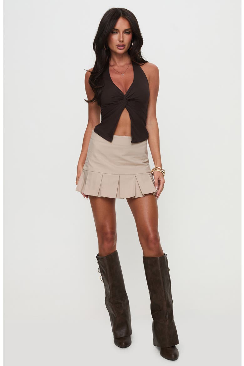 No Hard Feelings Twist Halter Top, Alternate, color, BROWN