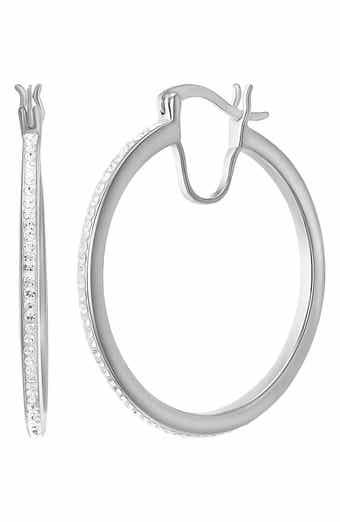 CANDELA JEWELRY Sterling Silver Crystal Hoop Earrings