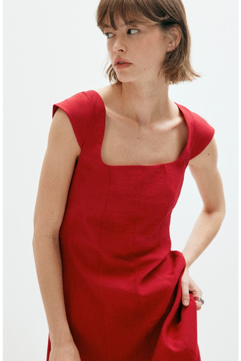 Bow Back A-Line Dress, Alternate, color, RED