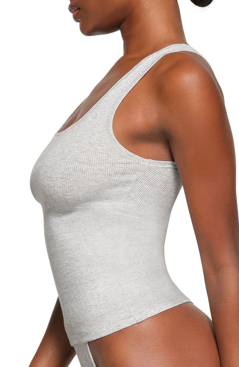 SKIMS Cotton Rib Long Tank, Alternate, color, Light Heather Grey