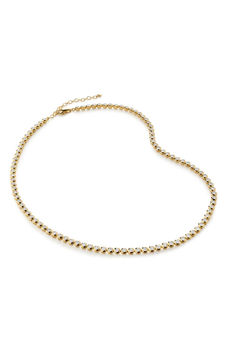 Monica Vinader Lab Grown Diamond Bezel Tennis Necklace, Main, color, 18K Gold Vermeil / Diamond