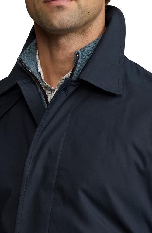 Ralph Lauren Purple Label Technical Wool Trench Coat In Navy