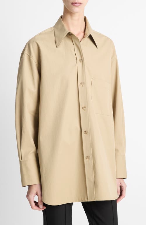 Vince Oversize Cotton Button-up Shirt In Brown