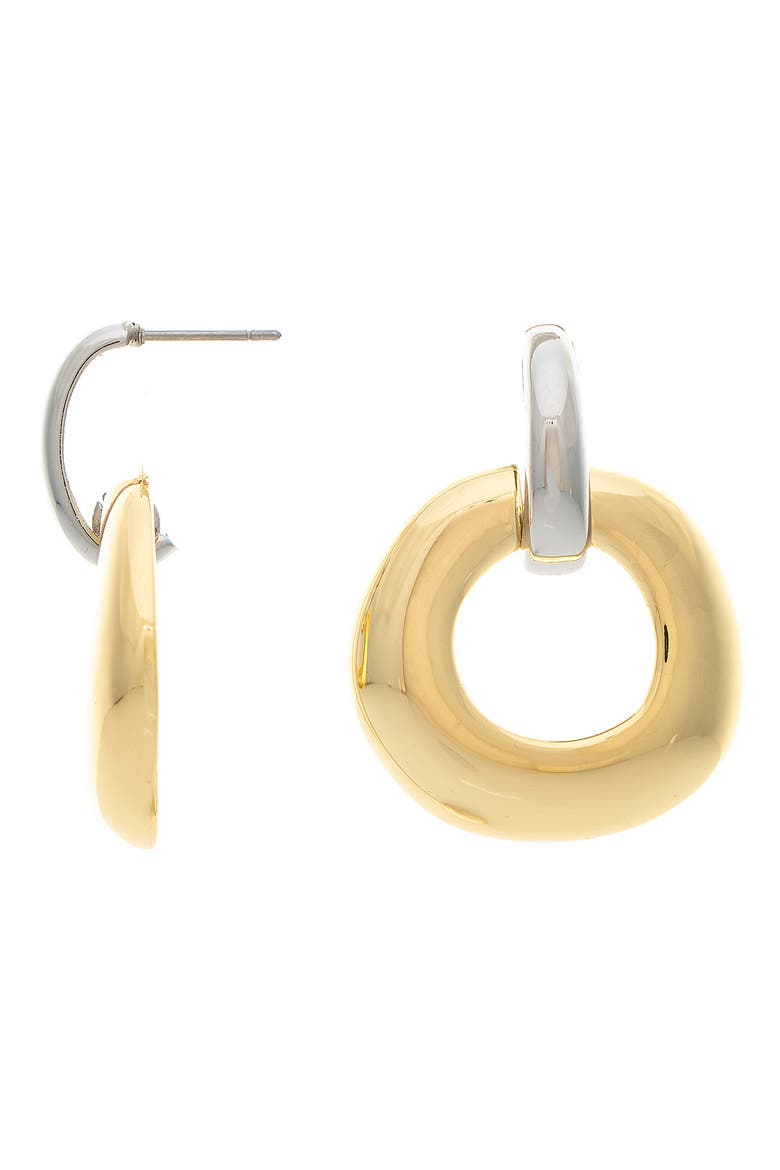 Two-Tone Doorknocker Drop Earrings, Main, color, GOLD