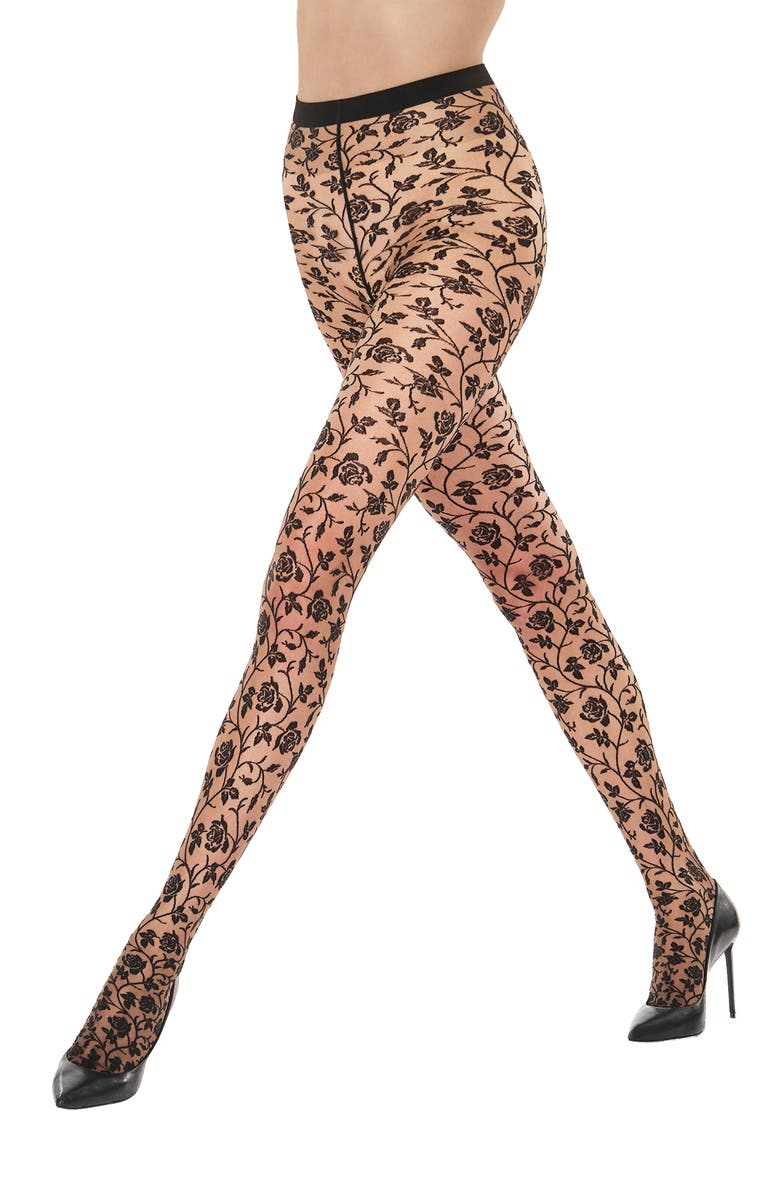 Wolford Rose Tights, Alternate, color, Fairly Light/ Black