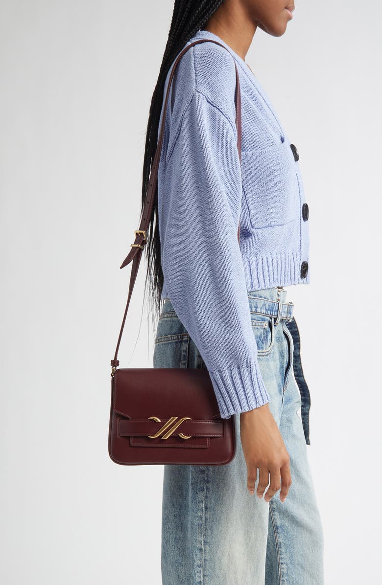 Proenza Schouler Box Leather Shoulder Bag, Alternate, color, Dark Red