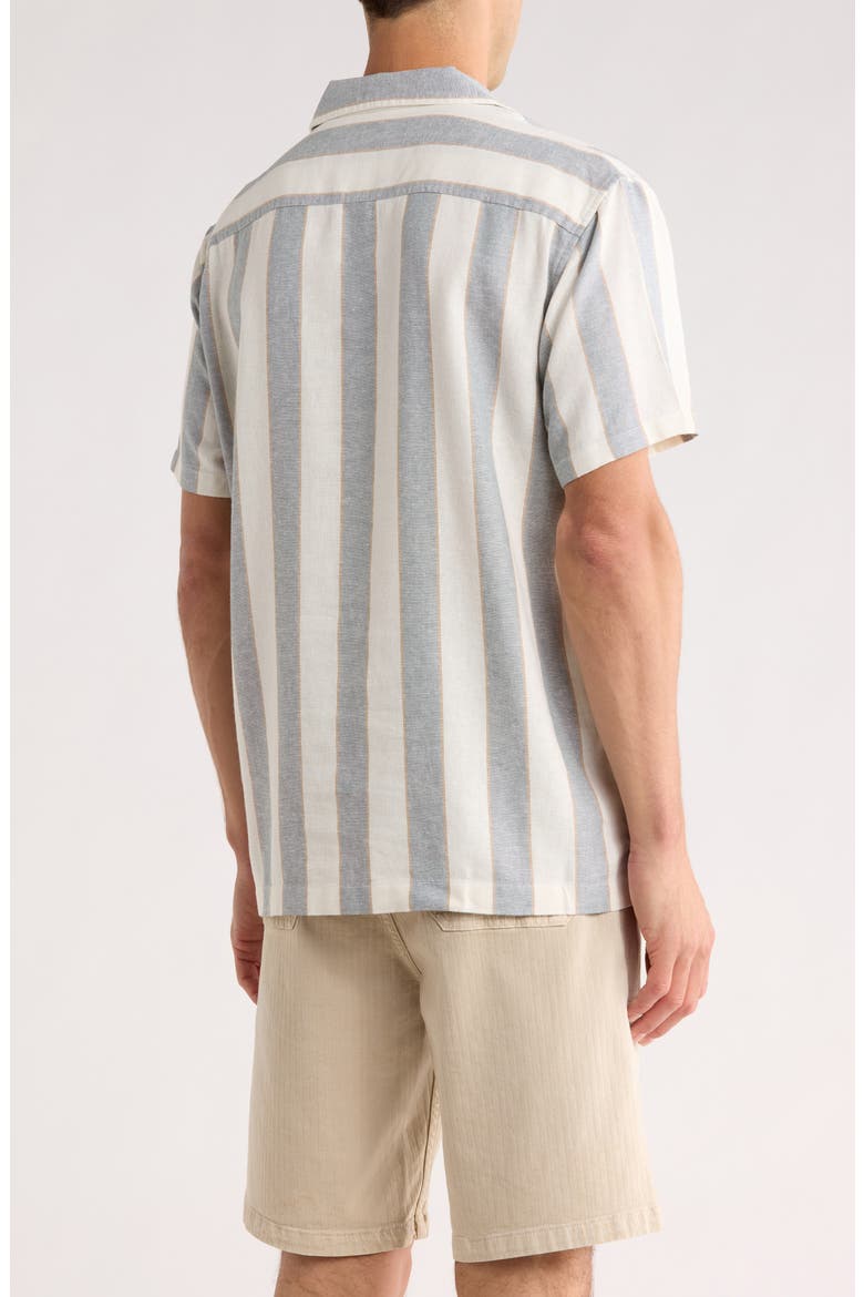 Linen Blend Camp Shirt, Alternate, color, BLUE SPRUCE CABANA STRIPE