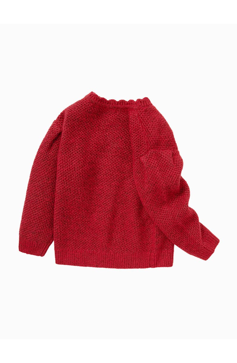 Balabala Cherry Red Knit Sweater with Pearl Bows, Alternate, color, 