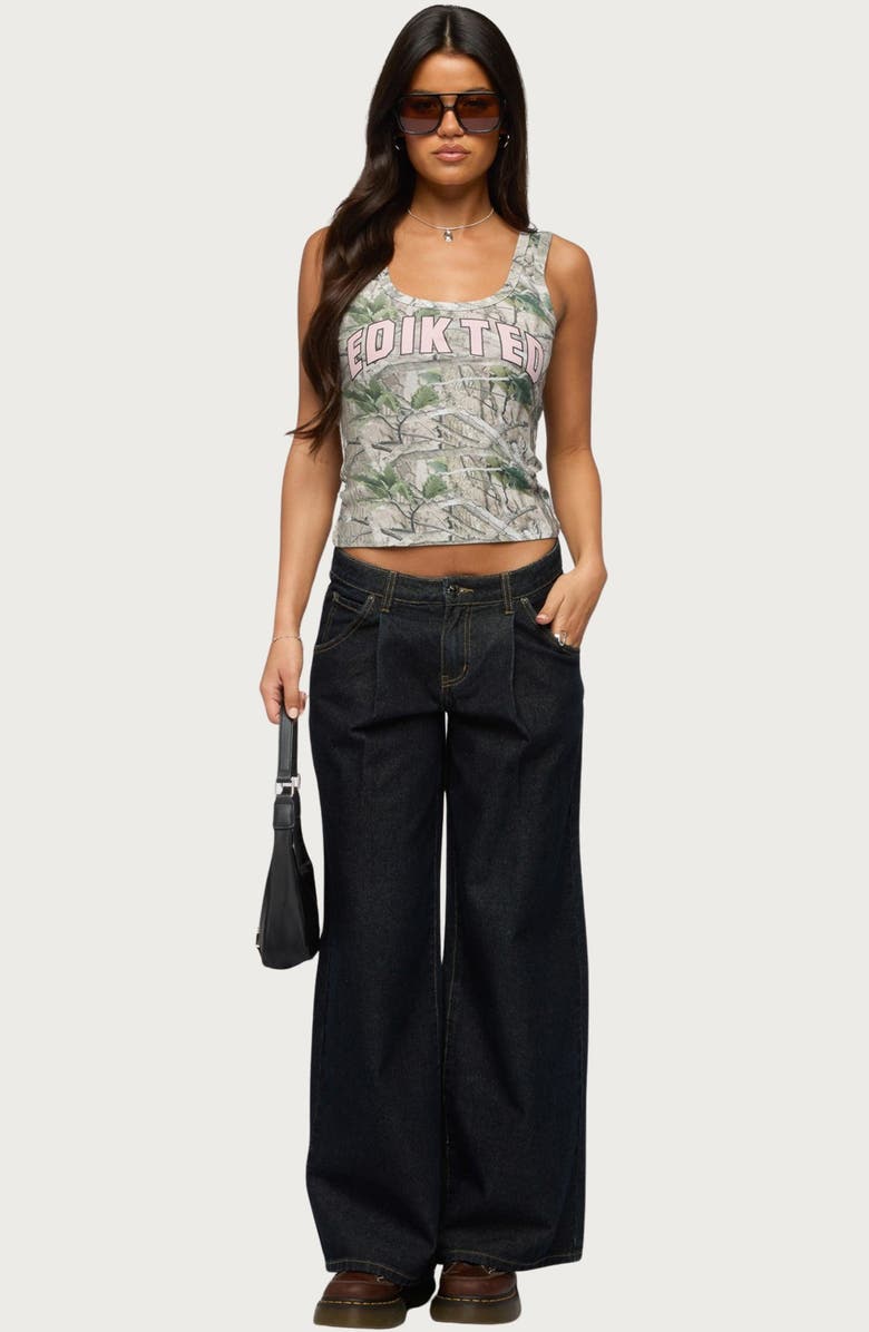 EDIKTED Rib Camo Crop Tank, Alternate, color, 