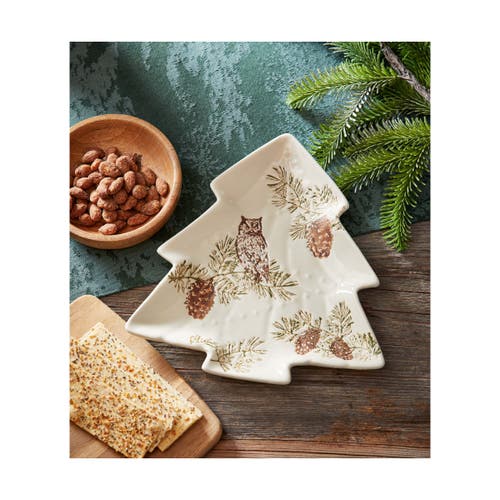 Tag Wilde Pine Tree Ceramic Platter For Christmas Treats In Multi