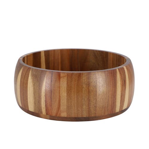 Megachef 9.75 Inch Acacia Wood Salad Bowl In Brown