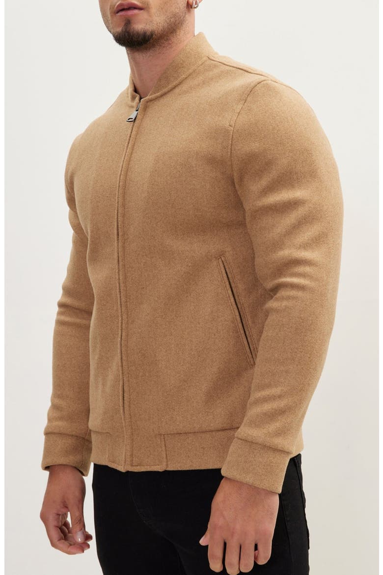 RELAXED UNLINED VARSITY ZIPPER, Alternate, color, CAMEL