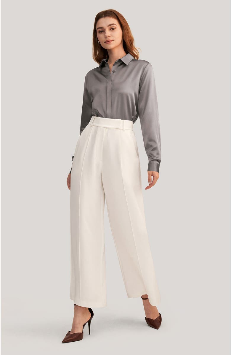 Lilysilk Basic Concealed Placket Silk Shirt, Alternate, color, Dark Gray