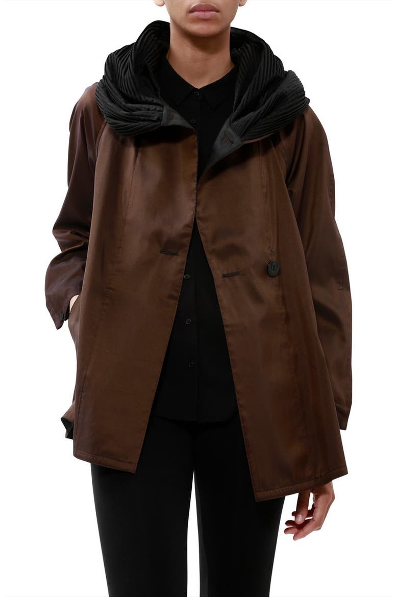 Mini Donatella Reversible Hooded Raincoat, Alternate, color, BROWN BLACK