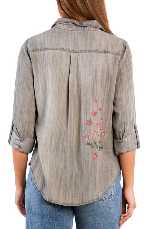 Billy T Floral Crush Embroidered Denim Shirt In Blue