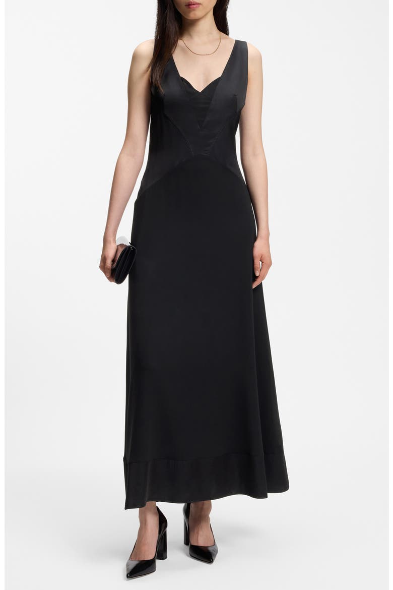 Depalma Topstitched A-Line Slipdress, Main, color, DEEPEST MIDNIGHT