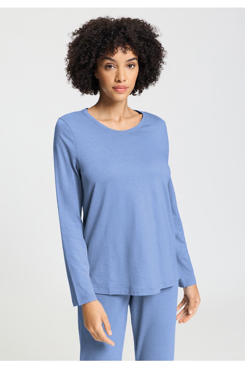 Sleep And Lounge Relaxed Round Neck Top, Alternate, color, Bluebird