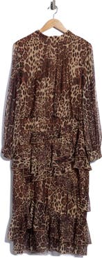 AREA STARS Jayla Mock Neck Ruffle Midi Dress