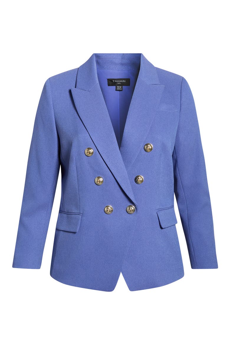 Double Breasted Twill Blazer, Alternate, color, DEEP PERI