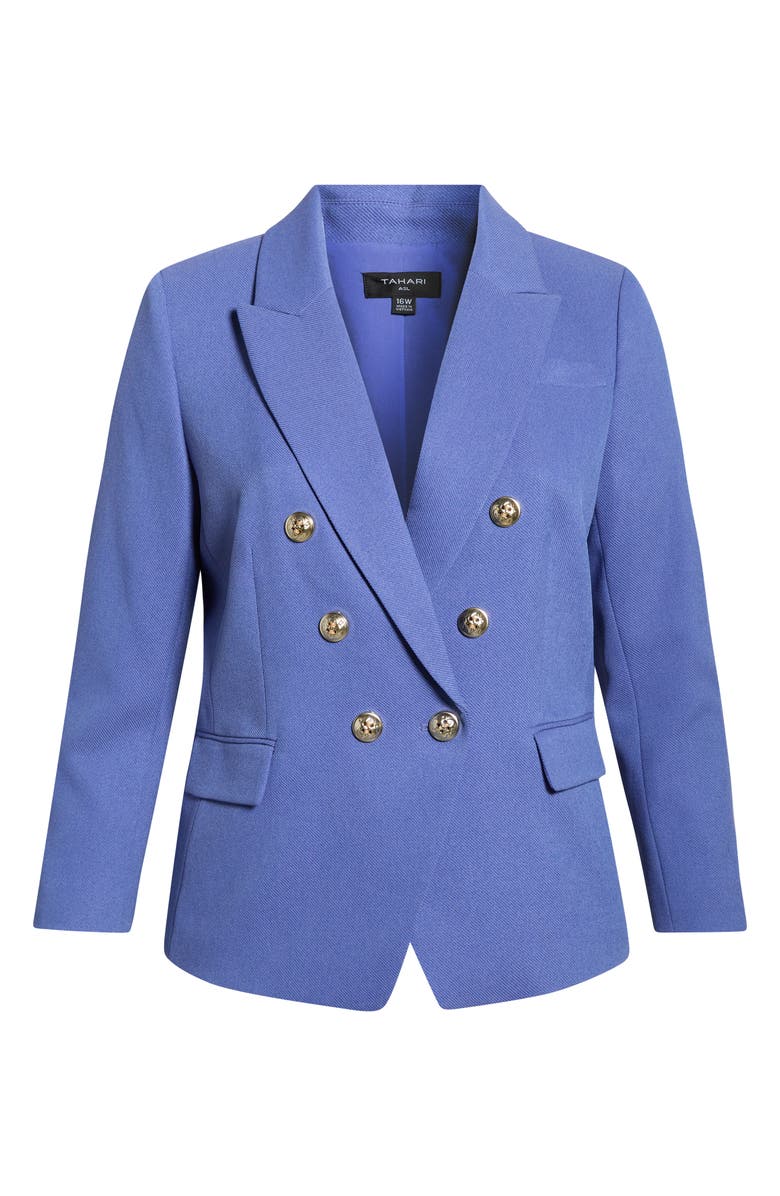 Tahari ASL Double Breasted Twill Blazer, Alternate, color, Deep Peri