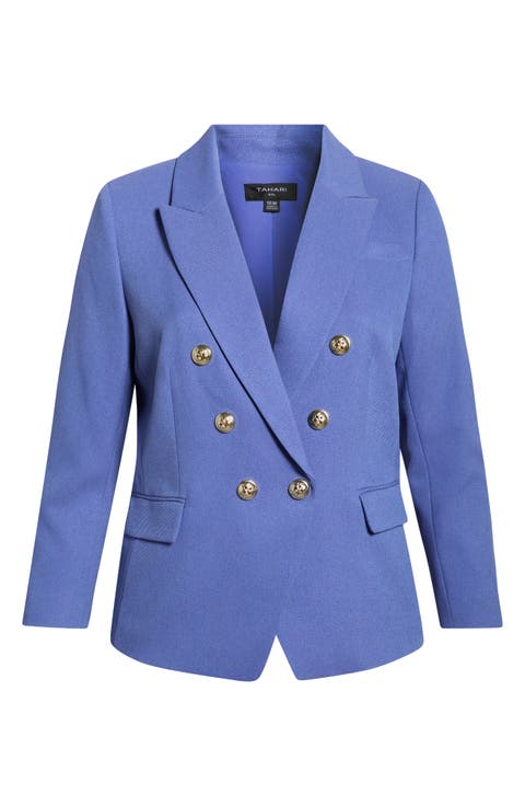 Double Breasted Twill Blazer (Plus)