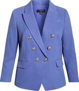 Tahari ASL Double Breasted Twill Blazer