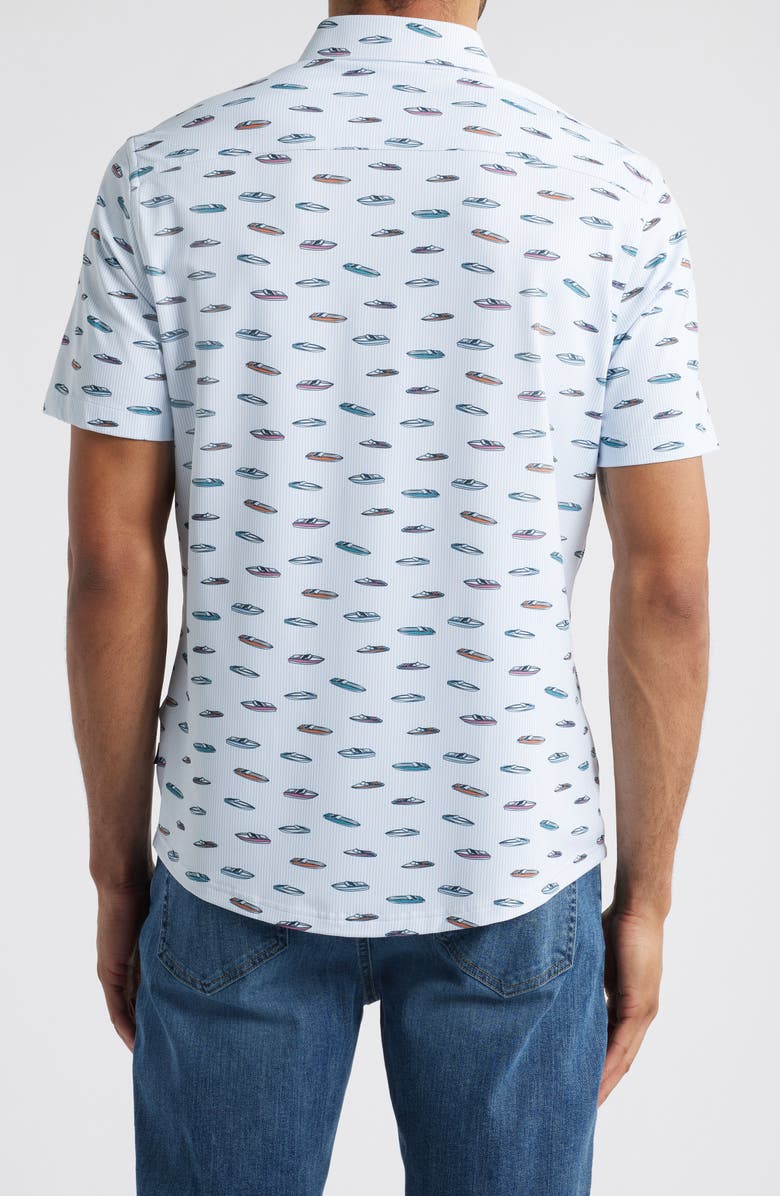 Stone Rose Speed Boat Performance Short Sleeve Button-Up Shirt, Alternate, color, 