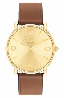 Elliot Leather Strap Watch, 41mm