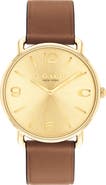 COACH Elliot Leather Strap Watch, 41mm