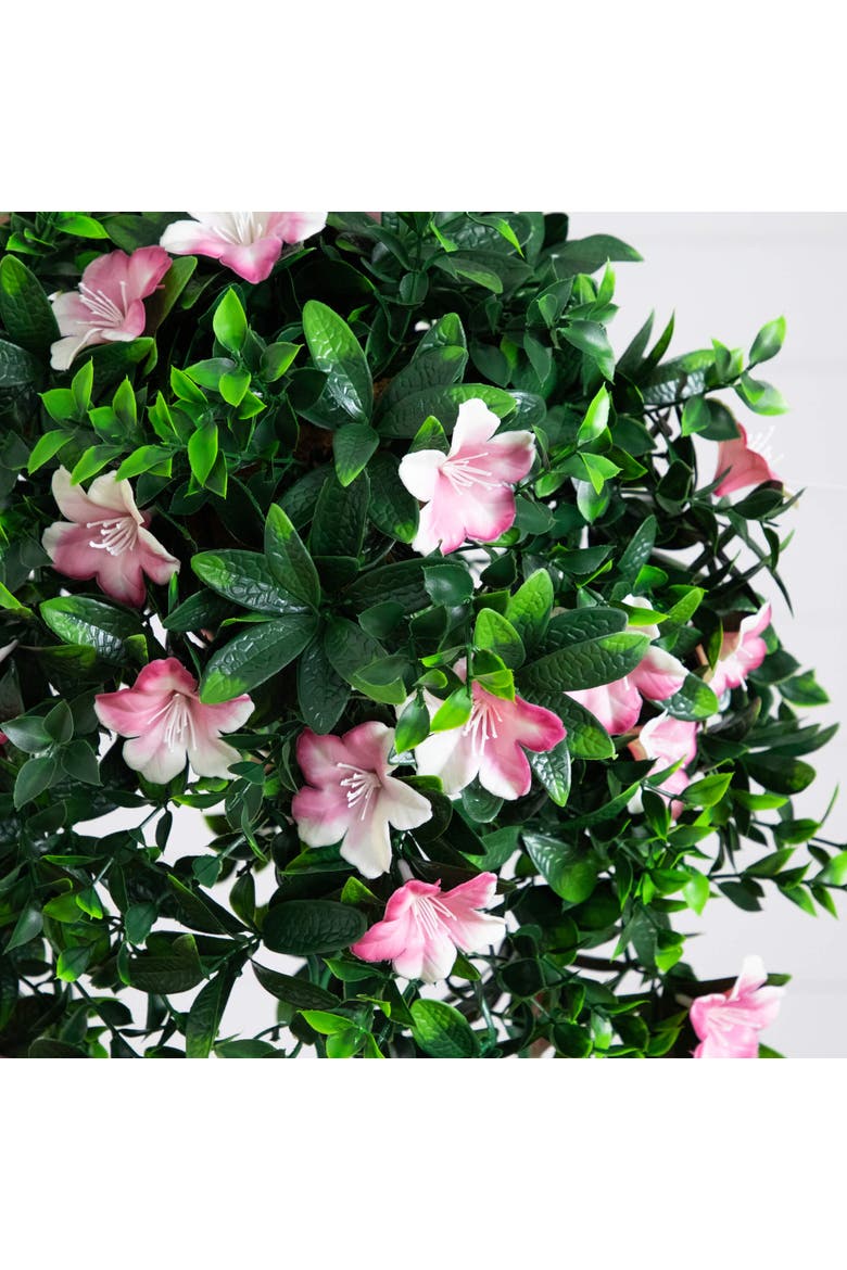 34-in UV Resistant Artificial Azalea Hanging Basket, Alternate, color, Green/Pink