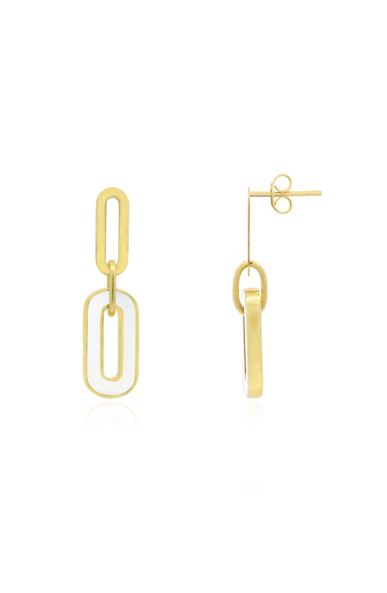 The Lovery Fine Jewelry White Enamel Paperclip Link Earrings, Main, color, White Enamel