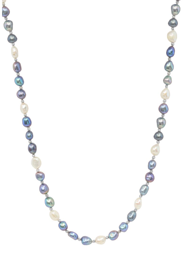 Sterling Silver Freshwater Pearl Necklace, Main, color, GREY