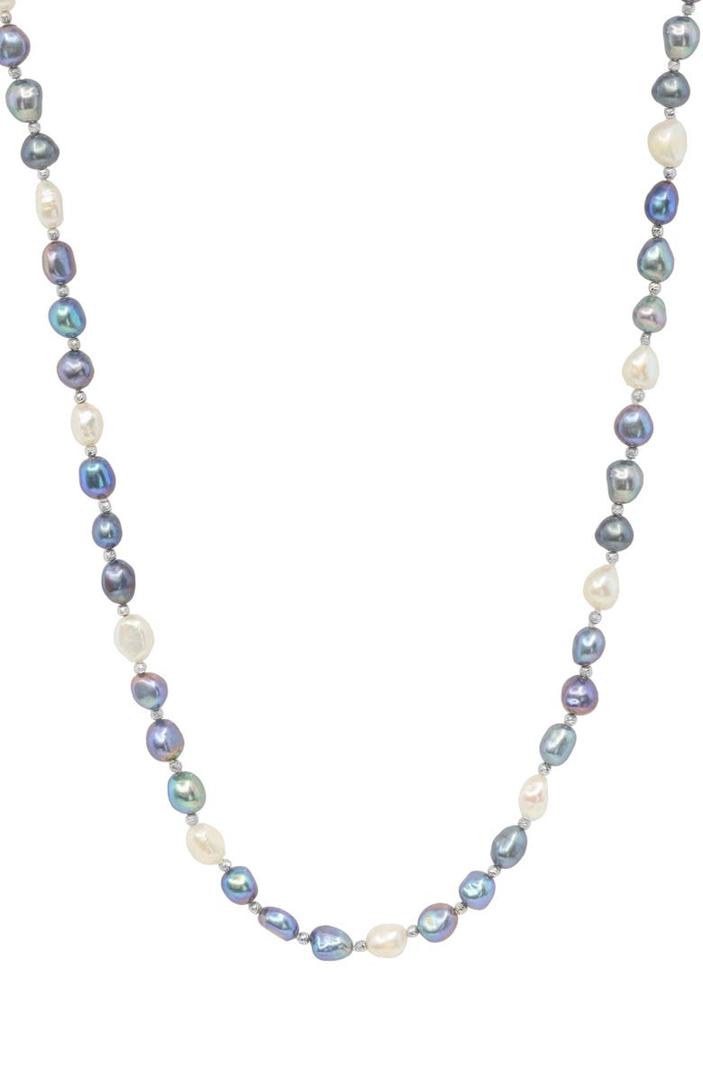 EFFY Sterling Silver Freshwater Pearl Necklace, Main, color, Grey