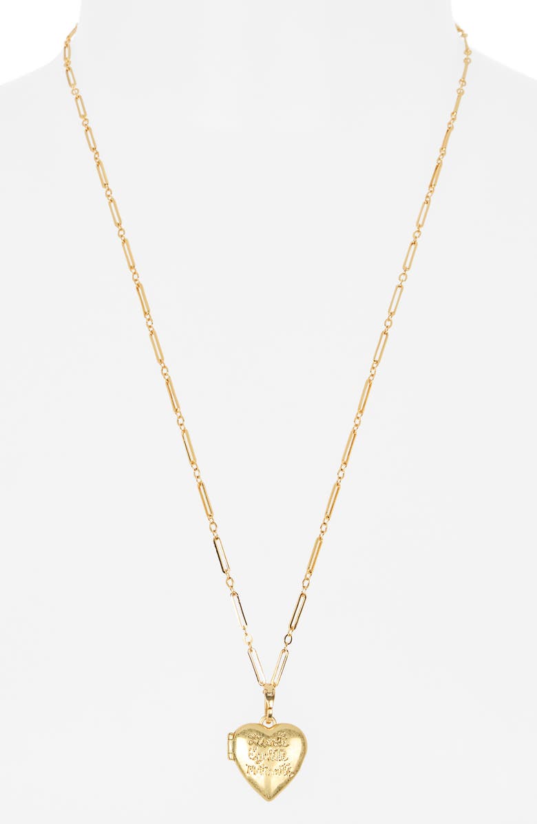 Clare V. Paper Clip Chain Heart Locket, Alternate, color, Vintage Gold