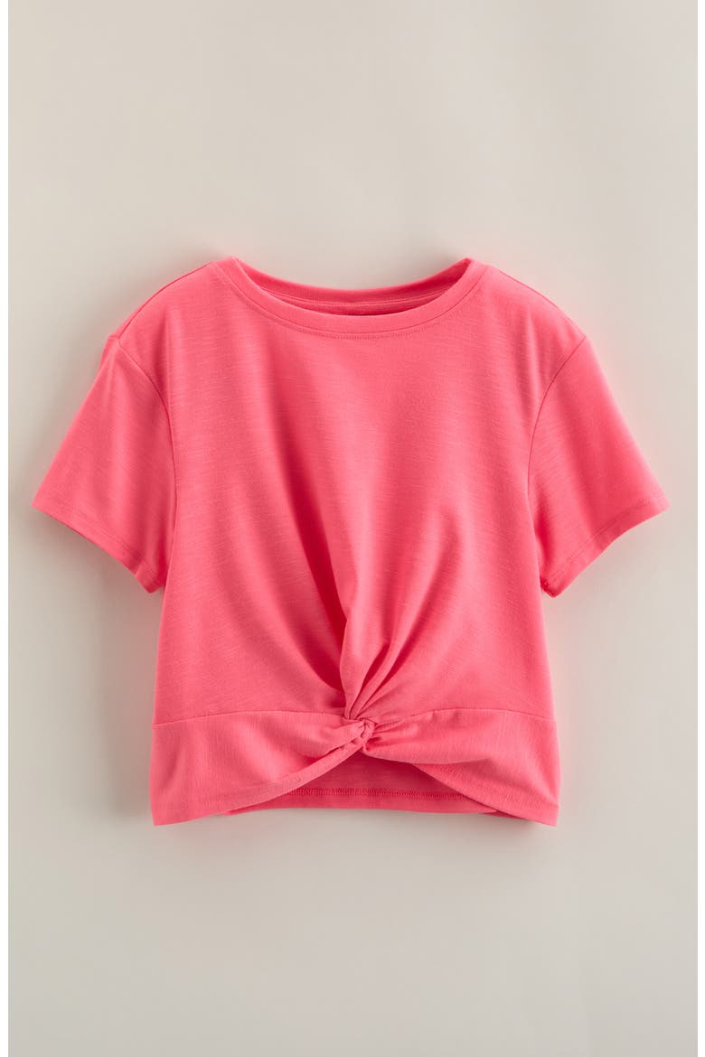 Kids' Twist Front T-Shirt, Main, color, PINK CAMELIA