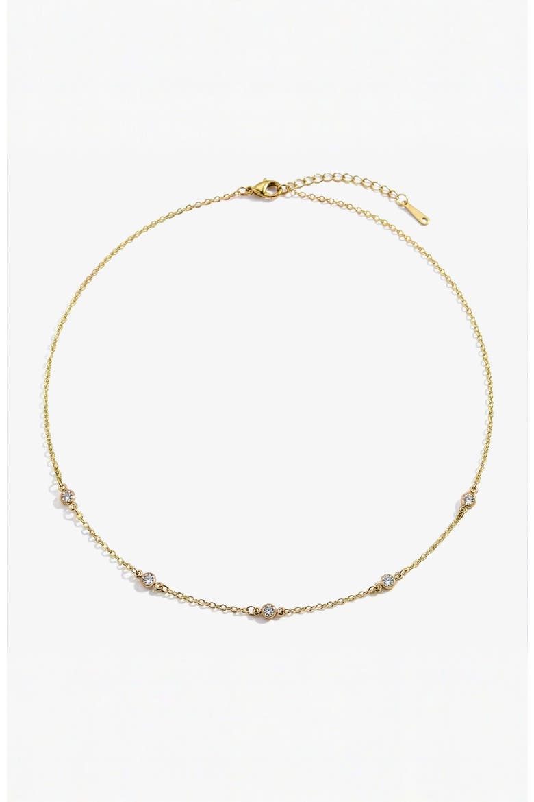 Dainty Crystal Station Necklace, Alternate, color, Gold