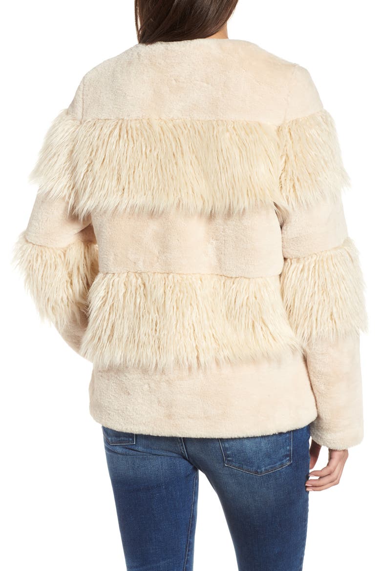 Mixed Faux Fur Jacket, Alternate, color, CREAM
