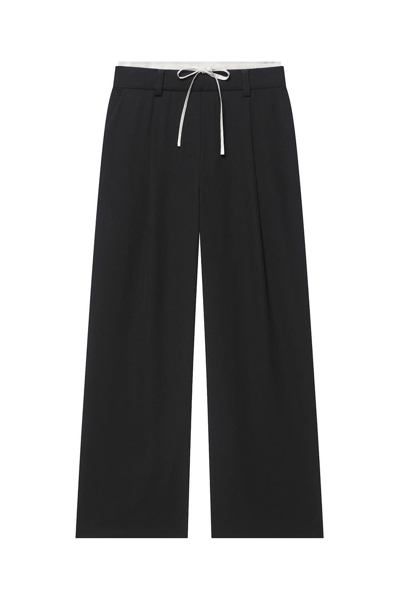 Contrast Waist Wide Leg Trousers, Alternate, color, Black