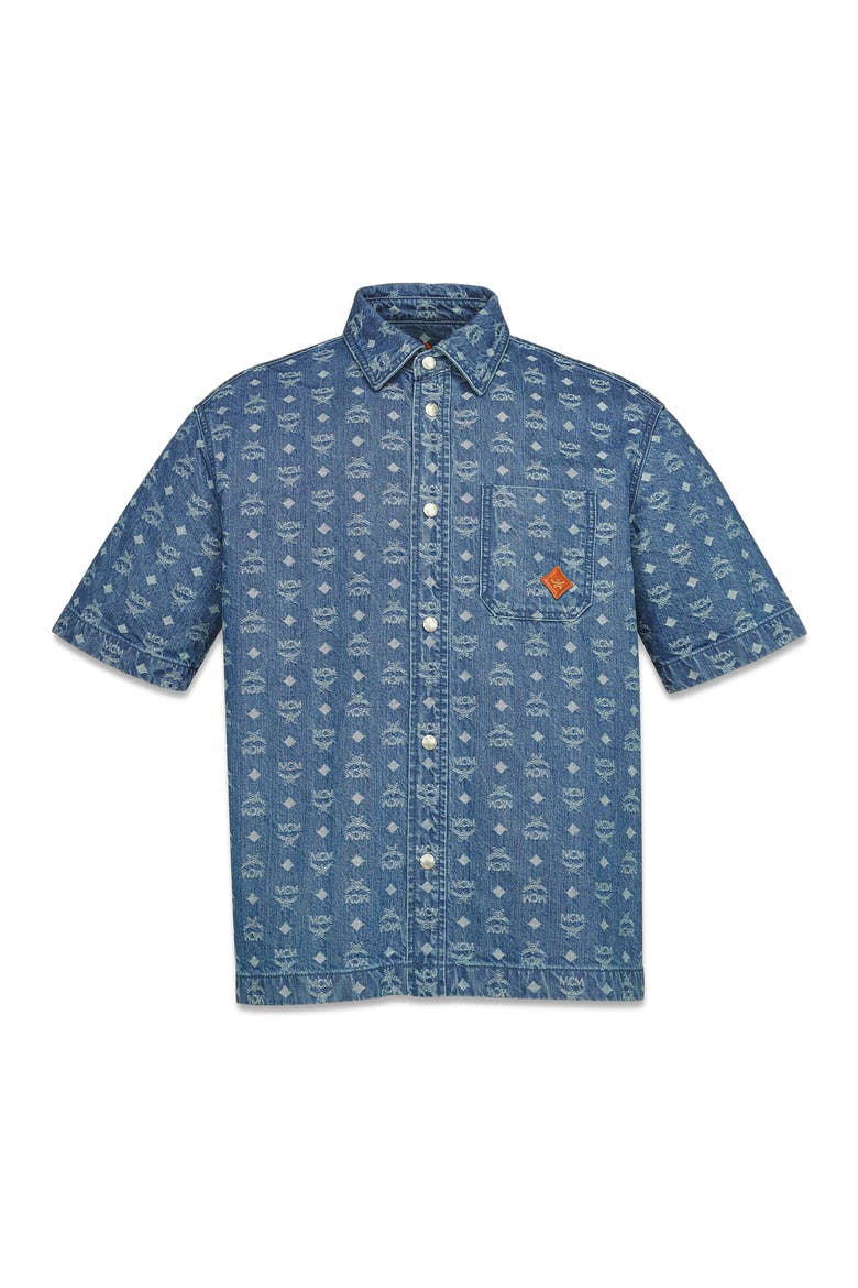 Monogram Shirt in Denim Jacquard, Alternate, color, Blue