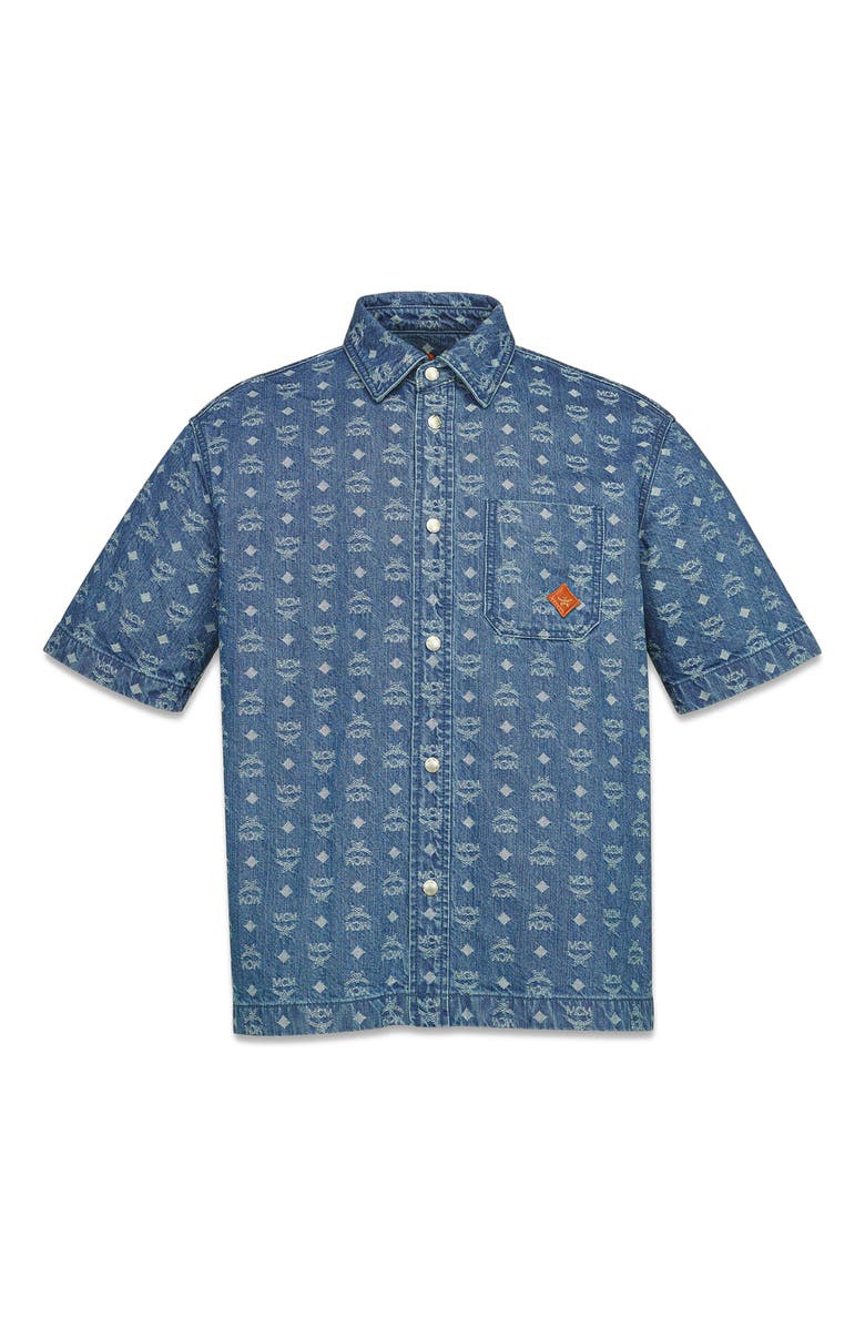 MCM Monogram Shirt in Denim Jacquard, Alternate, color, Blue
