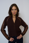 Central Park West Atlas Raglan Leather Trim Zip Up