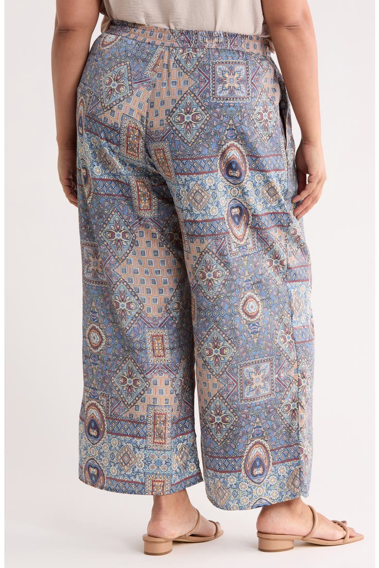 Patchwork Print Pull-On Wide Leg Pants, Alternate, color, BLUE PATCHWORK PRINT