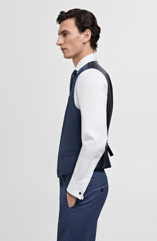 Shop Mango Paris Superslim Fit Stretch Suit Vest In Ink Blue
